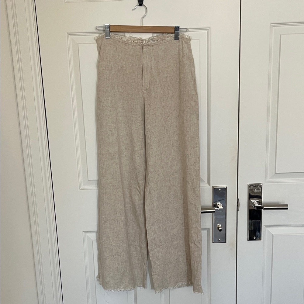 H&M Beige linen with fringe detail